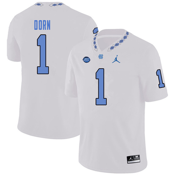 Jordan Brand Men #1 Myles Dorn North Carolina Tar Heels College Football Jerseys Sale-White - Click Image to Close